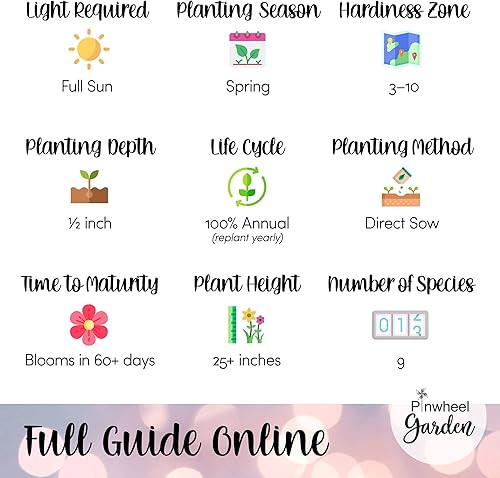 Miniatura 4 de Pinwheel Garden - Mezcla de semillas de flores Once Upon A Time mezcla deslumbrante de 9 especies de semillas diseñadas para crear un jardín de