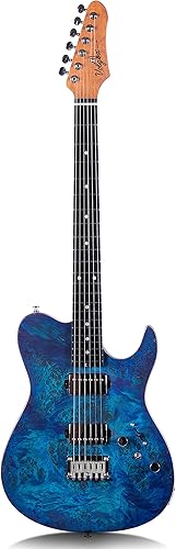 Volgoa VTL-2 - Guitarra eléctrica de cuerpo sólido de 6 cuerdas, cuello de arce tostado, cuerpo de caoba, chapa de figura de freso mate y recogida