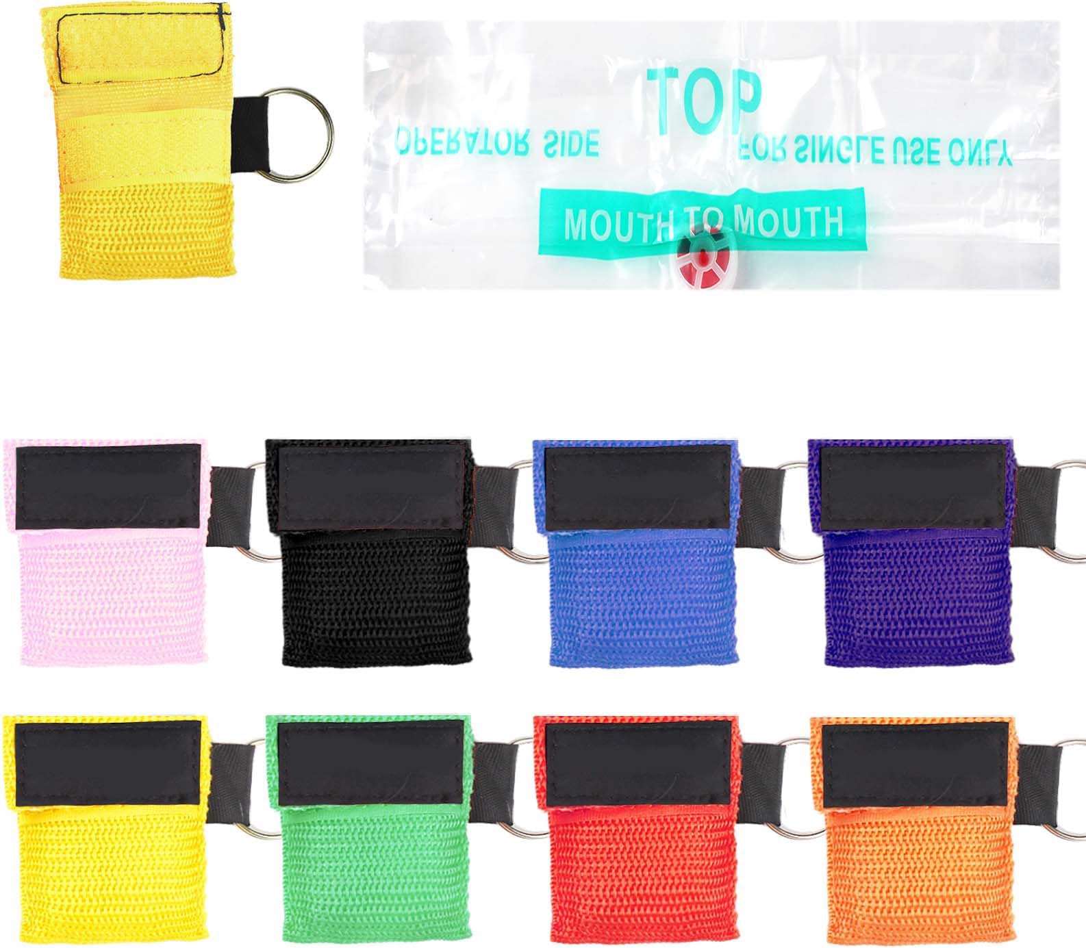 8 Piece CPR Face Shields, Resuscitation Face Shield First Aid with One Way Valve Breathing Barrier, Keychain Rescue Face Shields Emergency, Portable Keychain Emergency Kit for First Aid Aed Training