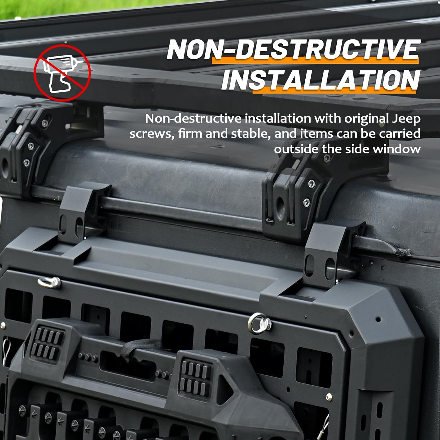 Rear Window Storage Table Molle Panel Flank Kit Rear Foldable Window Shelf for Jeep Wrangler 2018-2025 JL 4 Doors