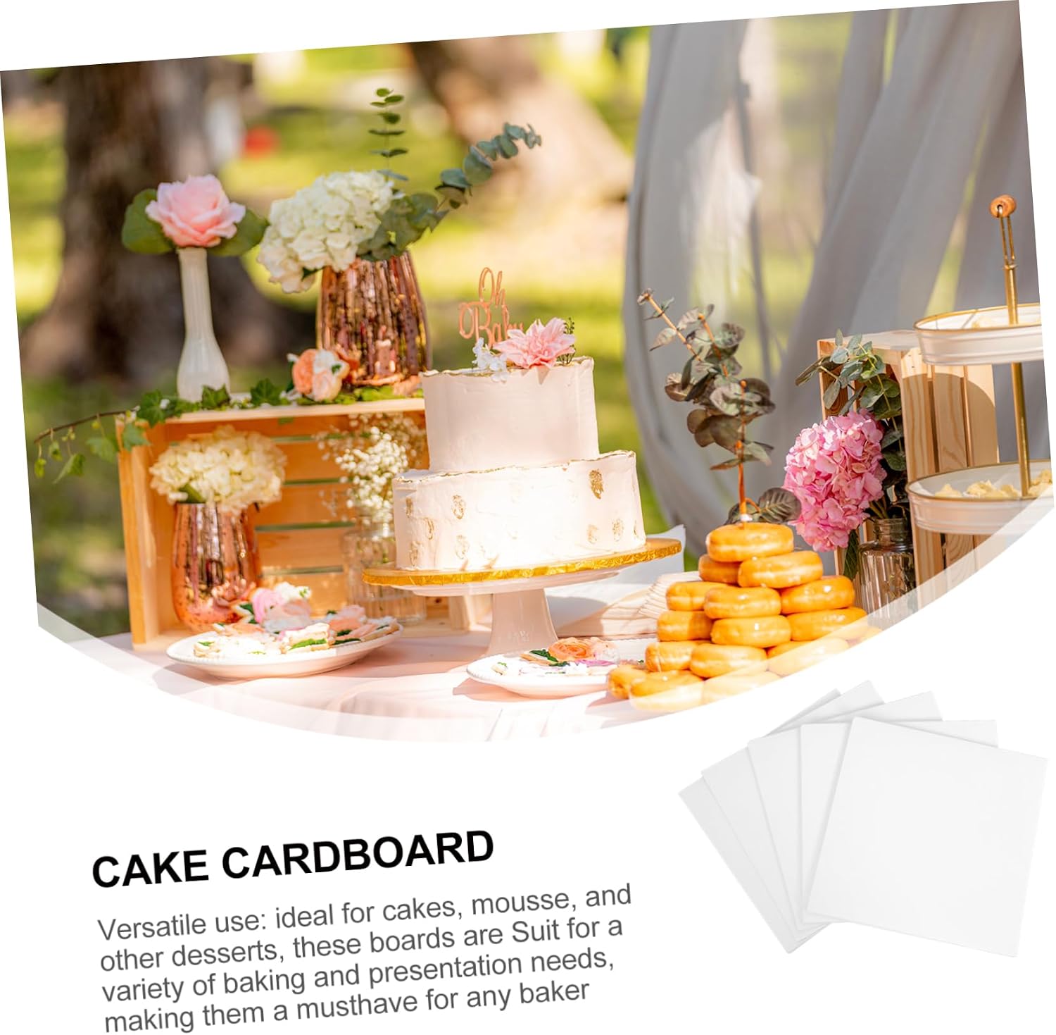 Healifty 10pcs Square Cake Cardboard Base Cake Board Pastry Boards Heavy Duty Safe Sturdy Baking Dessert Paper Plates