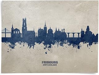 Fribourg Switzerland Skyline art print poster, unframed -18561
