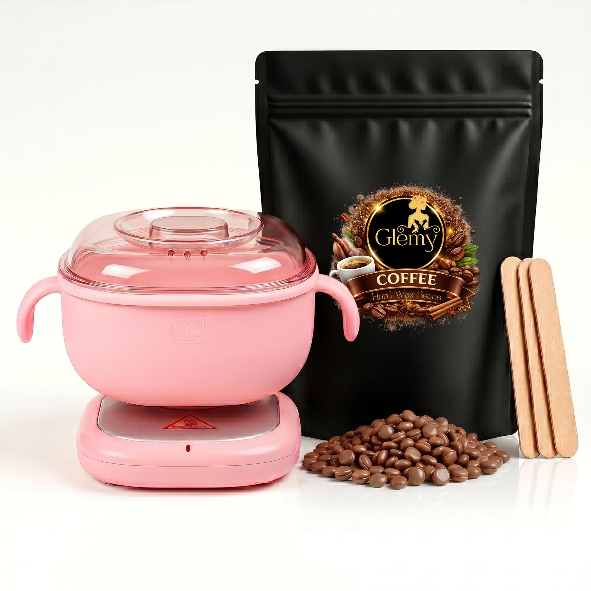 Coffee Hard Wax Beans 100g with Silicone Wax Heater for Hair Removal | Stripless Hard Wax for Face, Arms, Legs, Underarm & Bikini Area, Painless Salon Finish at Home-image-1