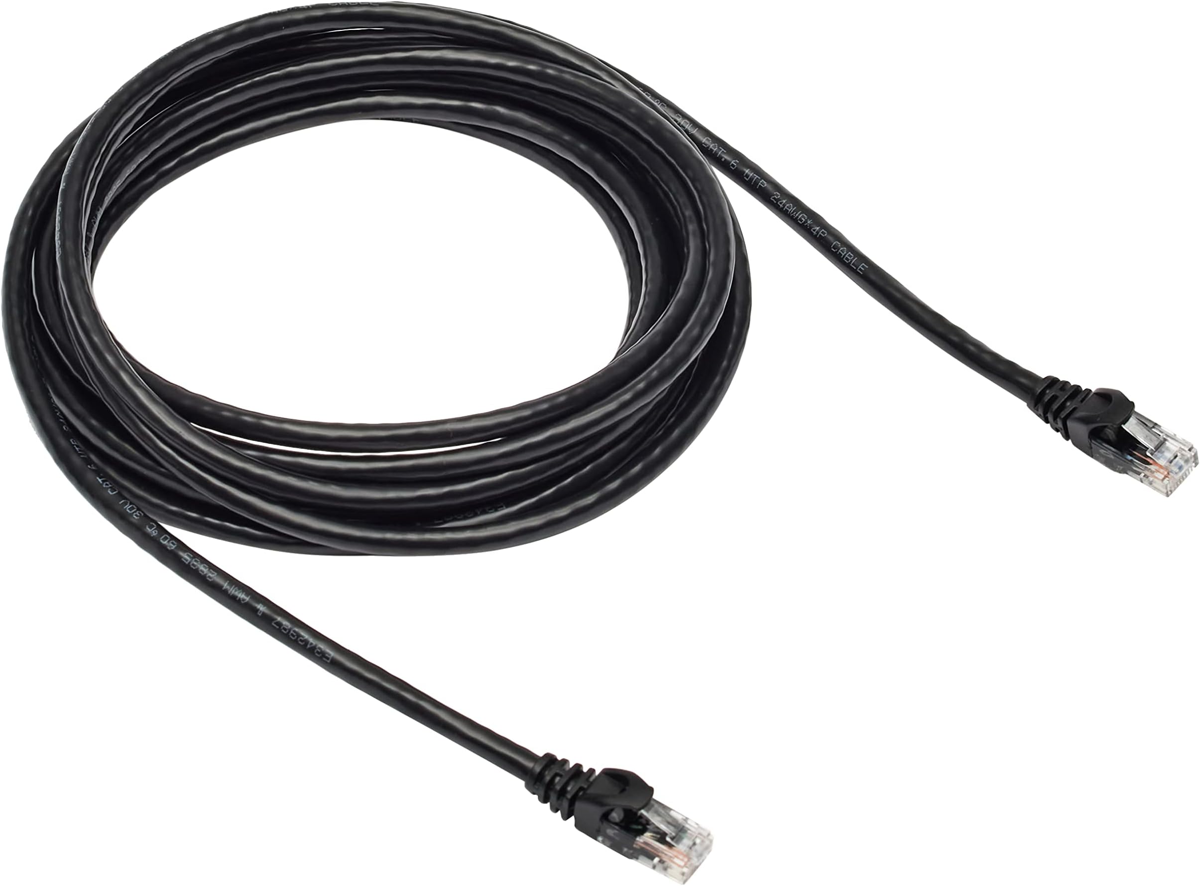 Amazon Basics RJ45 Cat 6 Ethernet Patch Internet Network Cable, 10Gbps High-Speed, 250MHz, Snagless, Gold-Plated Connectors, 15 Foot, Black