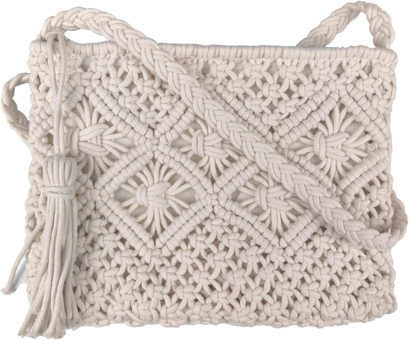 Boho Crossbody Handbag,Handwoven cotton rope Shoulder Bag,Summer Beach Clutches Bags for Women