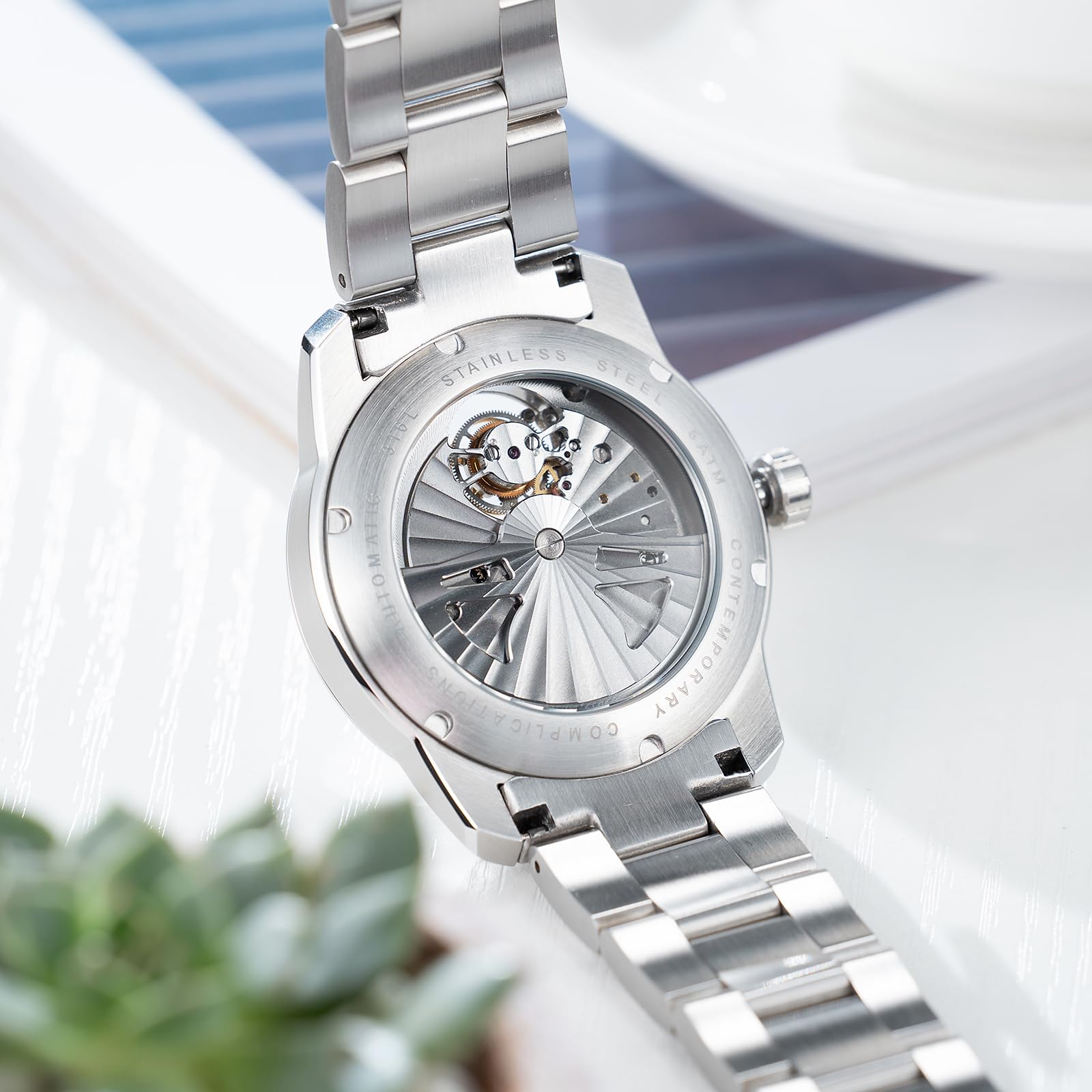 OBLVLO Luxusmarke Herren Edelstahl Tourbillon Uhr Selbstaufzug Automatikuhren Wasserdicht Business Uhr für Herren SK-TOUR