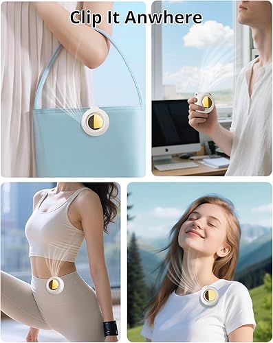 Miniatura 3 de Mini ventilador silencioso portátil sin aspas, 3 velocidades y queit, camisa manos libres y clips de cintura, ventiladores de torbellino, recargable