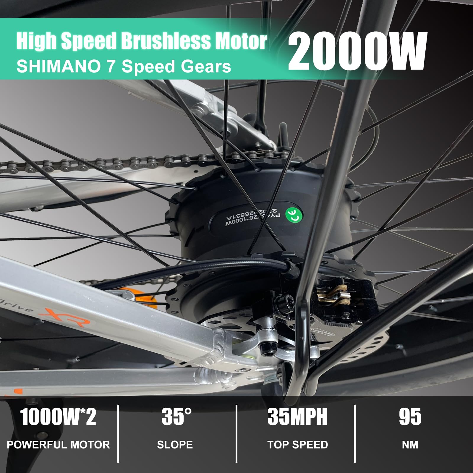 Accinouter SMLRO V3 Plus Electric Bike for Adults with 2000W Dual Motor, 26