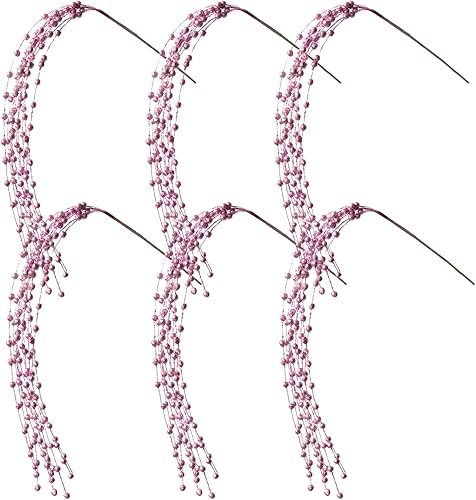 Juego de 6 rociadores de púas de Navidad con purpurina artificial, tallos de bayas decorativos, ramas con purpurina, púas de bayas para árbol de