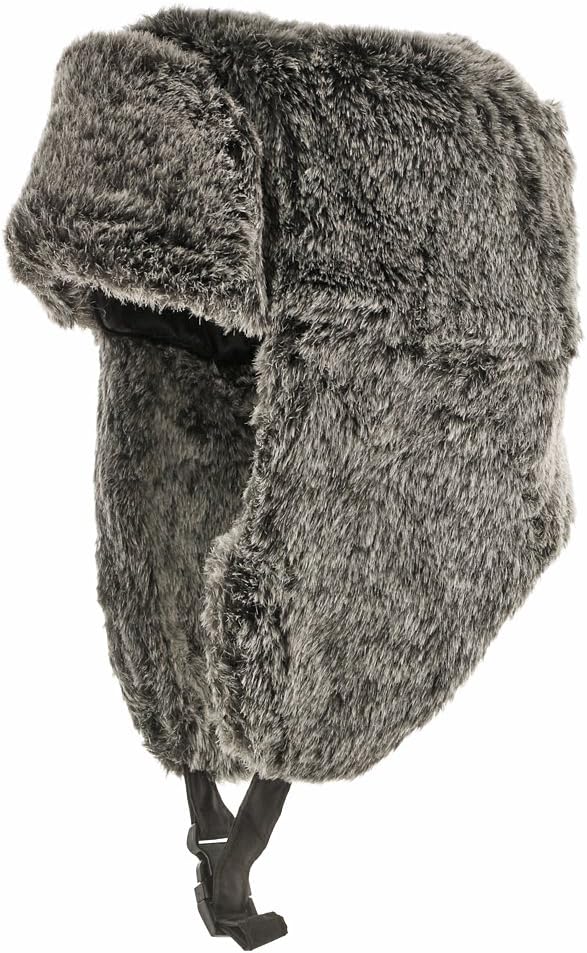Russian Trooper Black Pilot Aviator Soft Faux Fur Hat Trapper Ushanka Men and Women