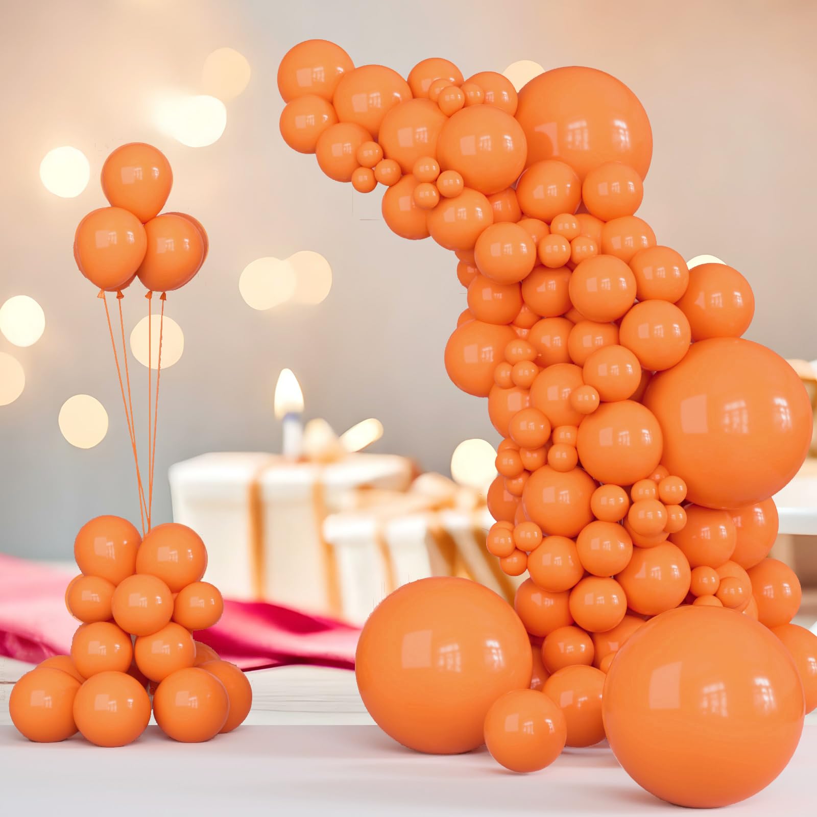 150pcs Orange Balloons Different Sizes Pack, 18 12 10 5 Inch Party Balloon Garland Arch Kit for Halloween Birthday Graduation Baby Shower Party Decorations(With 2 Ribbons)
