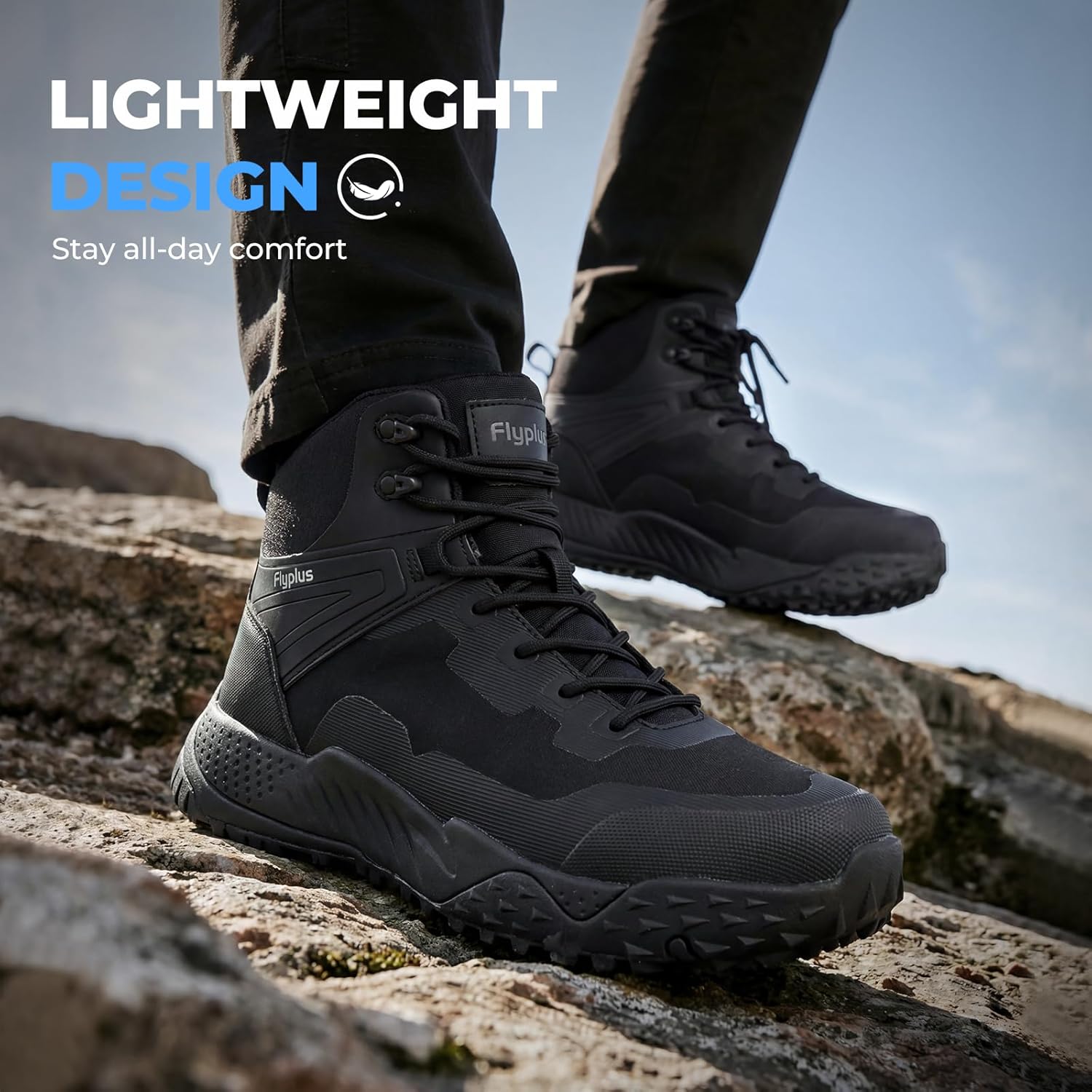 Men's Tactical Boots Waterproof Lightweight Comfortable Durable Military Combat Boot for Work Motorcycle Outdoor Hiking