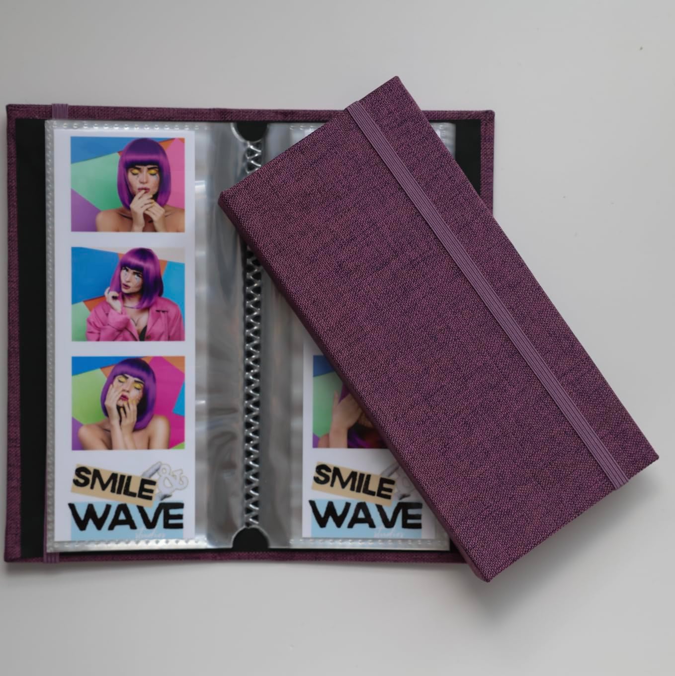 Photo Booth Photo Album - For Wedding or Party - Side Slide In 2X6 Picture Holder – Guest Book & Party Memory Keepsake – Woven Hard Cover With Band Keeps Prints Safe (JET BLACK)