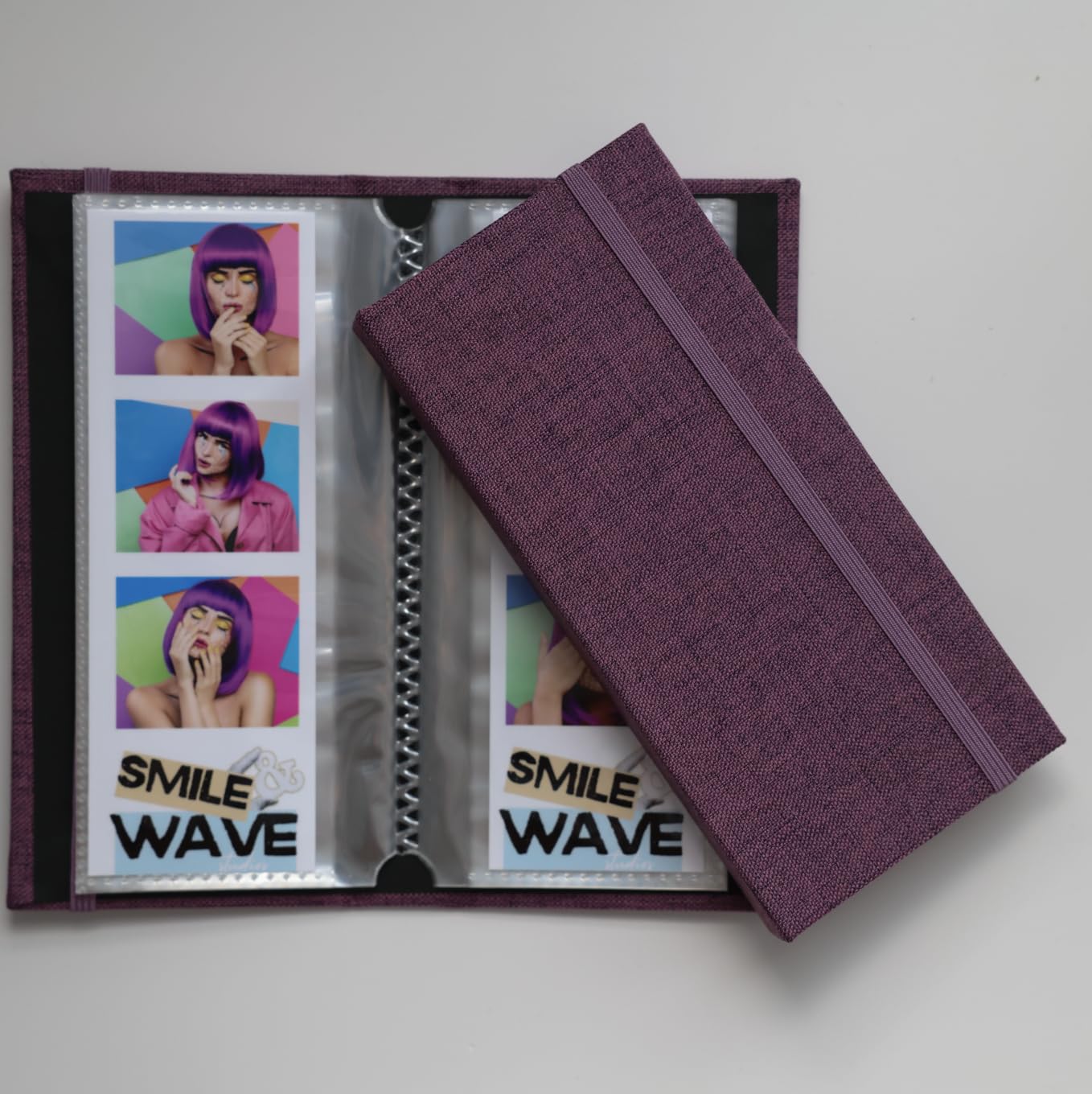 Álbum de fotos para cabina de fotos que evita pérdidas con banda de lino