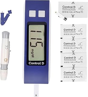 Control D Blue Meter Kit with 25 Single Foil Strips Glucometer (Blue)