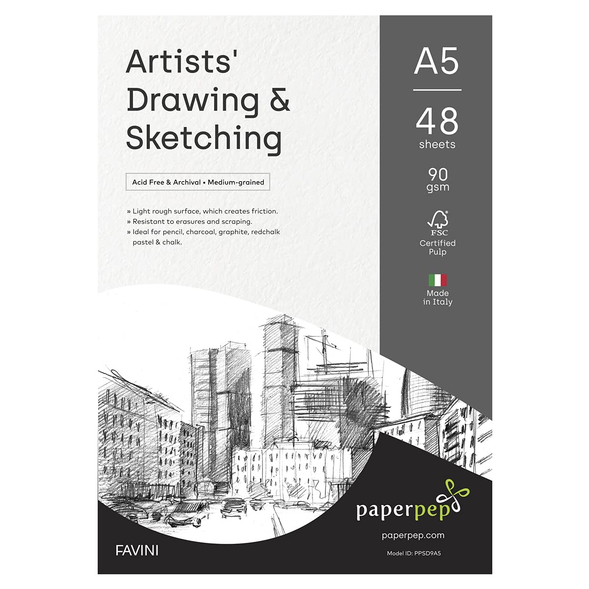 PaperPep Artists Sketching & Drawing Paper 90GSM A5 Pack of 96 for Sketching & Drawing with Pencil, Charcoal, Graphite, redchalk Pastel, Chalk, Oil Pastel & Wax Crayon for Artists & Amateurs (B09412ZJDT) Amazon Price History, Amazon Price Tracker