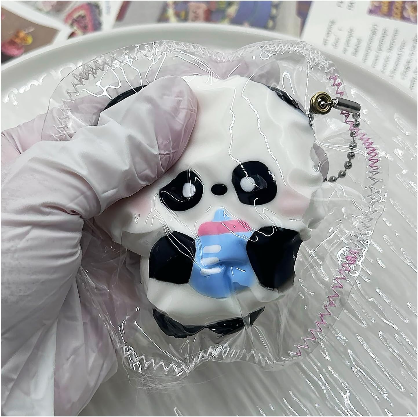 Taba Squishy, Toys for Stress Relief - Premium Food-Grade Sensory Fidget Toy for Adults & Kids, Cute Portable Squeeze Ball(BPA Free Non-Toxic) (Milk Bottle Panda)