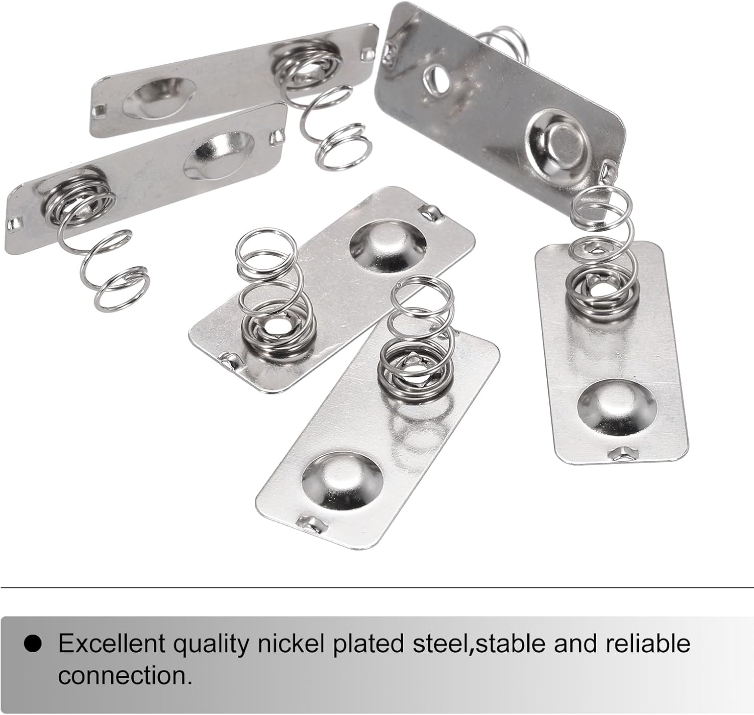 MECCANIXITY 12 Pcs AA Battery Contact Spring Nickeling Plate, 28 mm x 12mm Positive to Negative Conversion Spring Replacement for PCB Mounting and Battery Holder