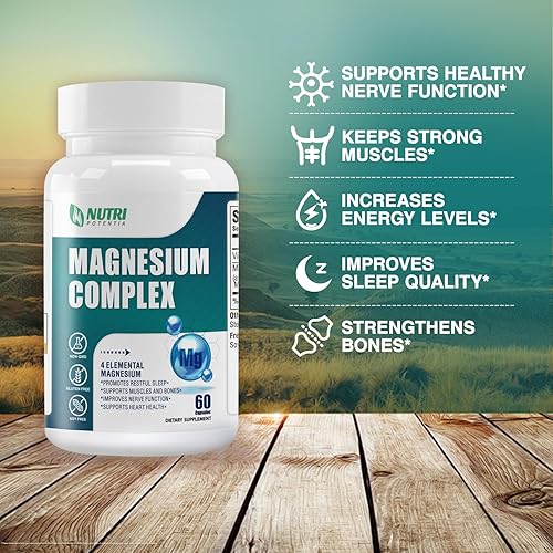 Miniatura 4 de Suplemento Complejo de Magnesio 500 mg- Suplementos minerales de magnesio, glicinato de magnesio, citrato, malato, taurato con B6 - Soporte para