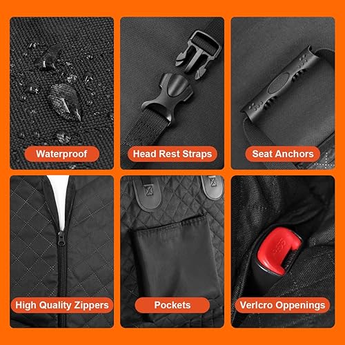 Miniatura 6 de Vailge Funda de asiento de automóvil para perros, extensor de asiento trasero grande para perros, impermeable, no inflable, parte inferior dura,