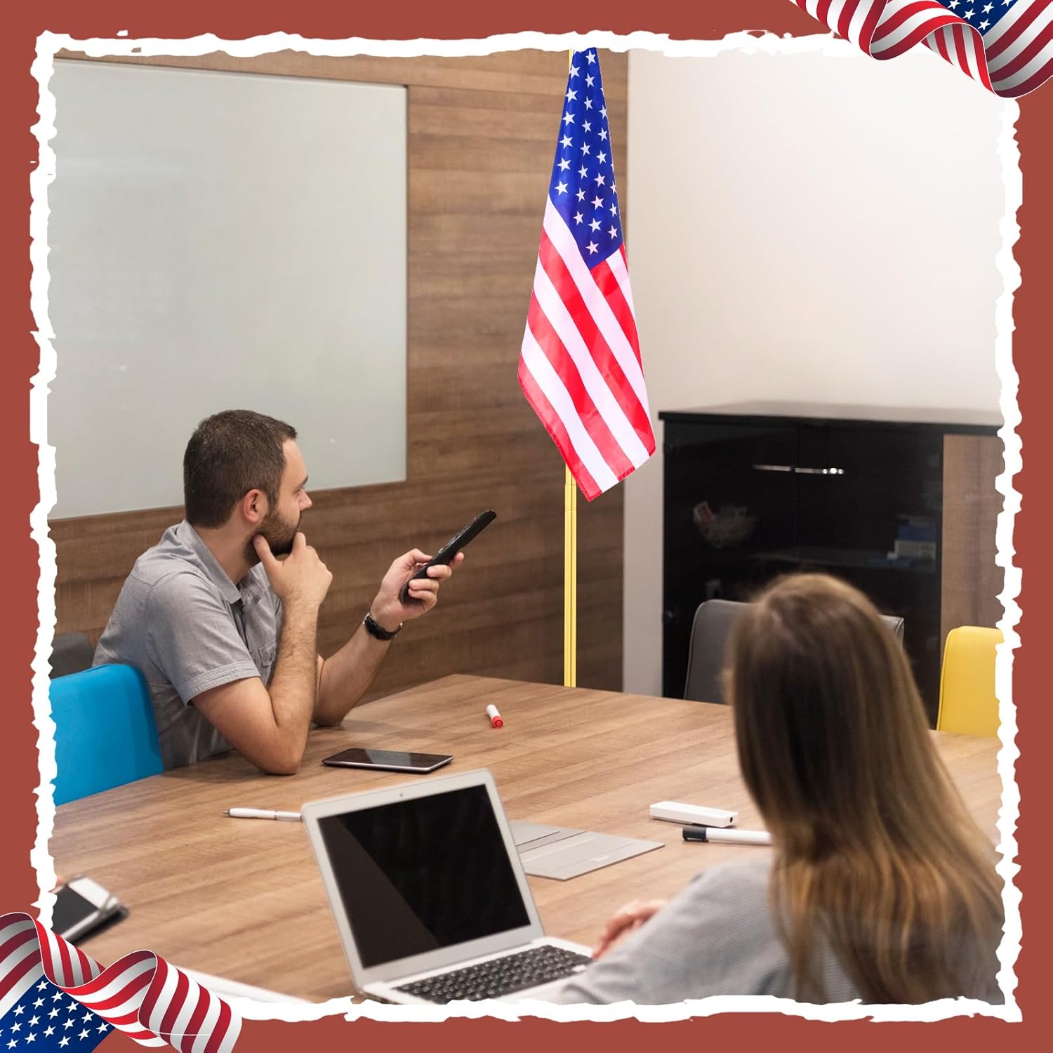 Zonon 4Pcs Telescoping Indoor Flag Pole Kit 4th of July Independence Day Aluminum Pole with Stand Base and Topper Heavy Duty Camping Pole for House Office City Display (Ball Topper, Gold Pole,8 ft)