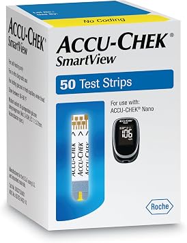 Accu-Chek SmartView Test Strips for Diabetic Blood Glucose Testing Pack of 50 for Use with Accu-Chek Nano Meter Only