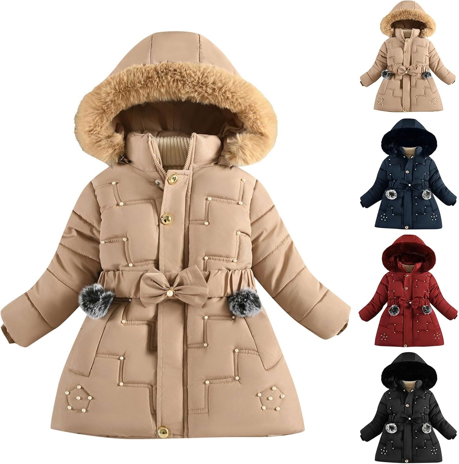 Girls Long Puffer Jacket Hooded Waterproof Insulated Quilted Down Coat Kids Zipper Winter Warm Parka Snow Outerwear