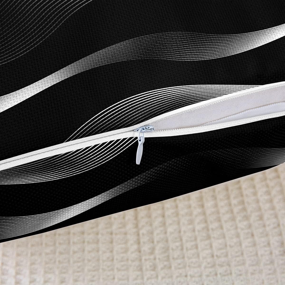 Erosebridal Set of 2 Ombre Striped Throw Pillow Covers 24x24, Modern Black Grey Geometric Pillow Covers for Home Bed Sofa Couch, Gradient Lines Cushion Covers, Abstract Curve Decorative Pillow Covers