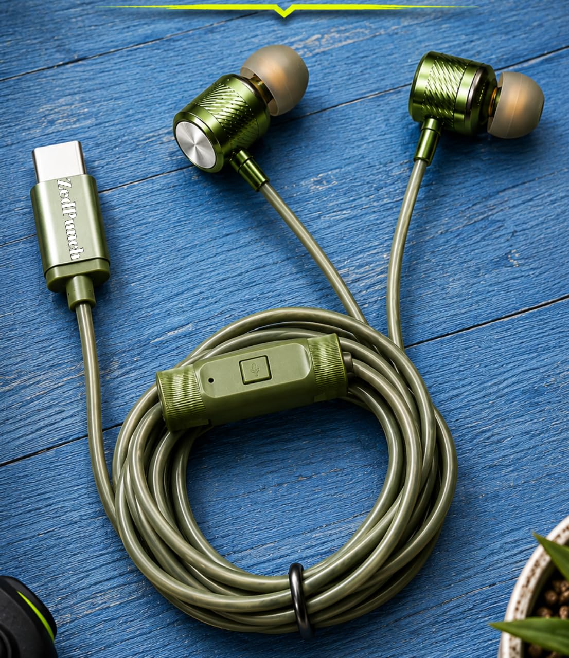 ZedPunch Gaming Type-C Wired Earphone with Mic, 10mm Dynamic Bass Driver, Magnetic in-Ear Headphones, Low Latency Sound for Gaming, 1 Button Control, HD Calling, Voice Assistant (Light Green)-image-31