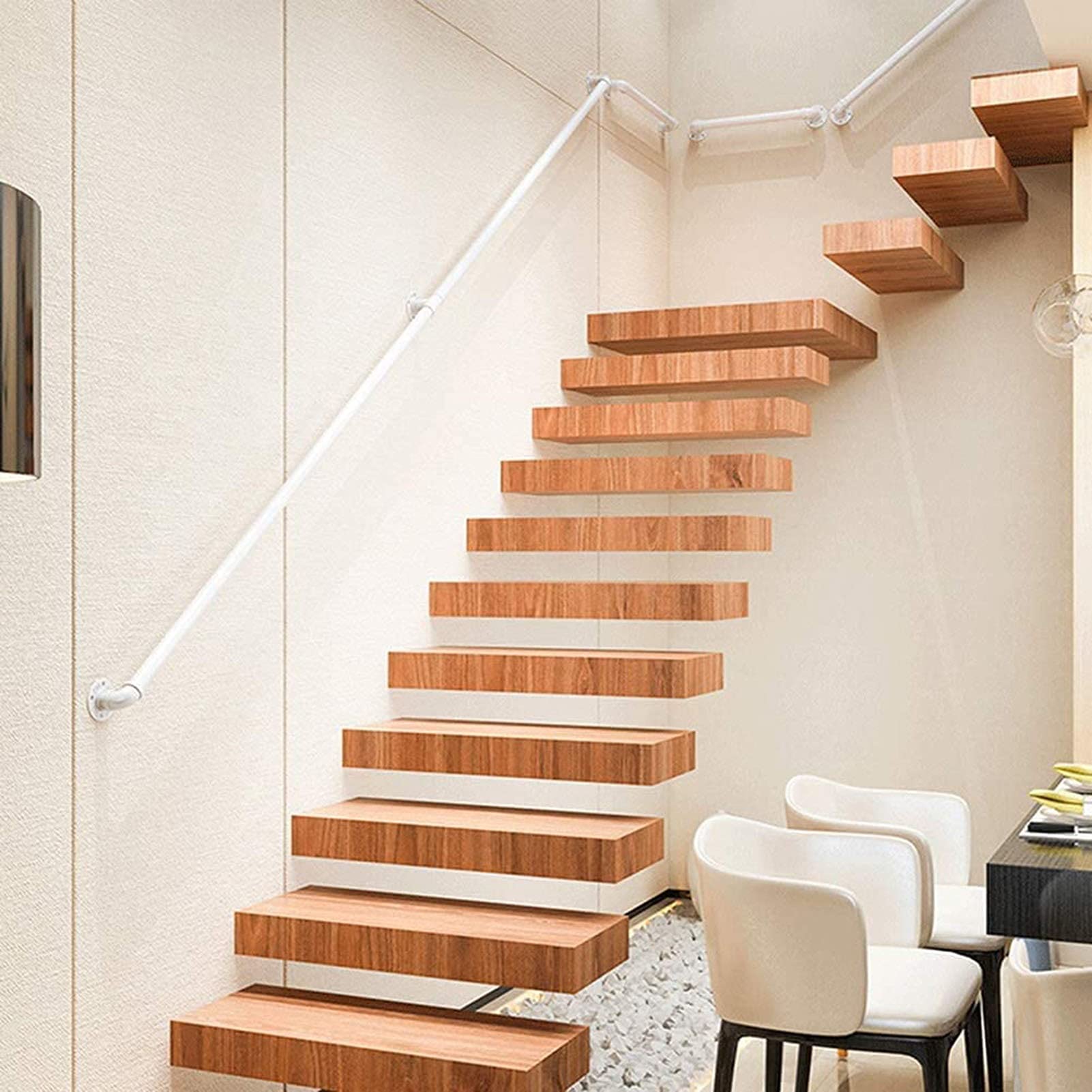 Rambarde d'escalier blanc en fer forgé pour marche intérieure et rampe de sécurité extérieure