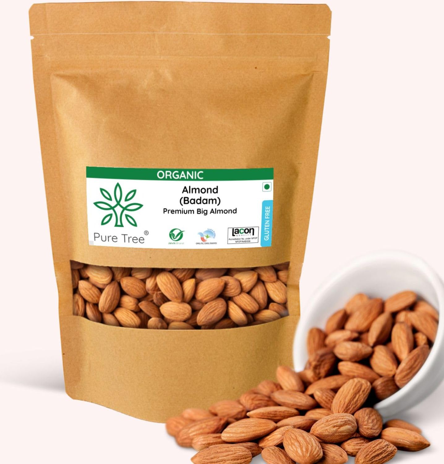 Pure Tree Certified Organic Almond | 900 g | Badam Whole | Baadaam Crunchy & Fresh High in Fiber Raw Organic Almonds | Unsalted Badam Dry Fruit | Healthy Snack (B0CBMHYD66) Amazon Price History, Amazon Price Tracker