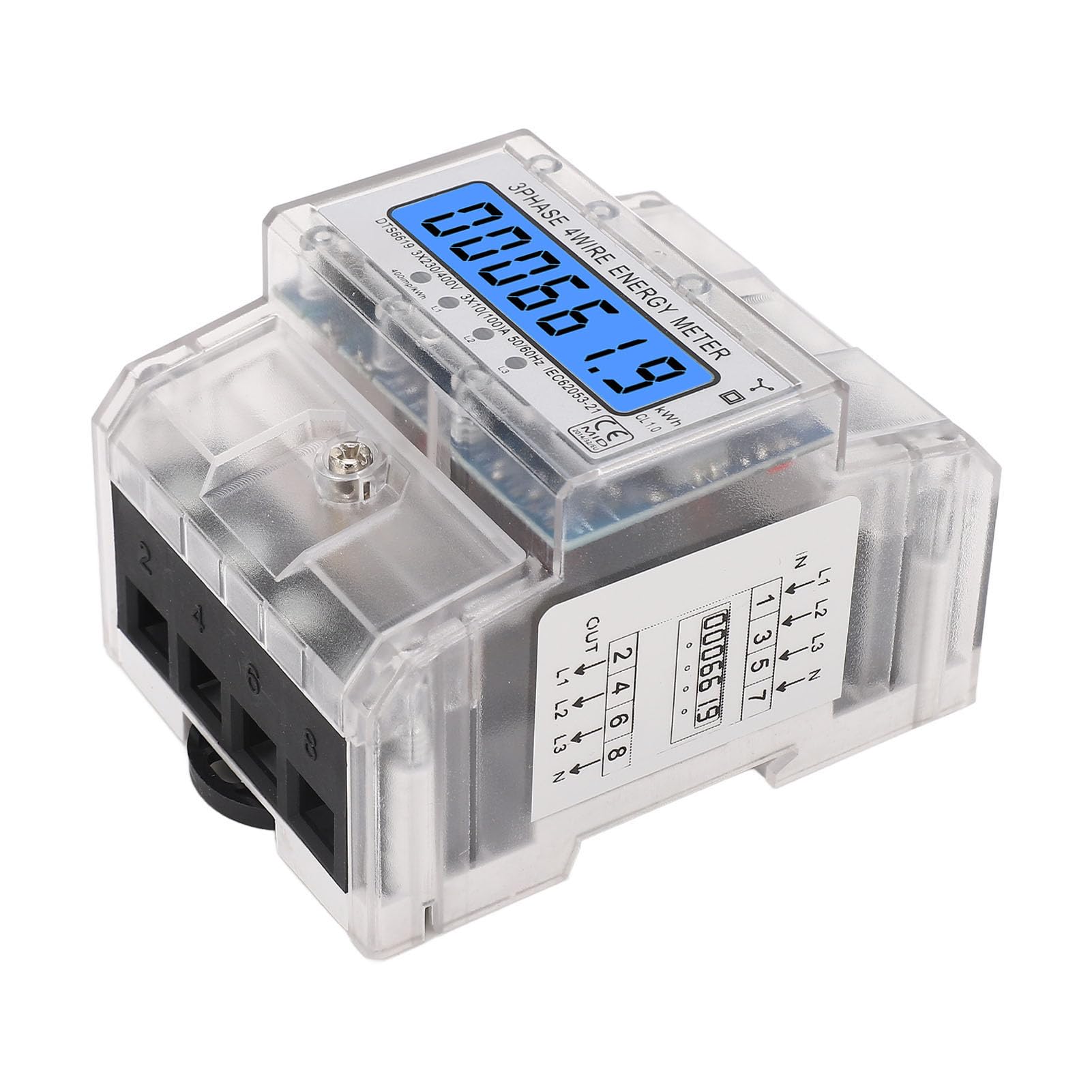 Three Phase Current Monitor AC 230V Three Phase Monitor - DIN Rail AC 230V 100A KWh Power ...