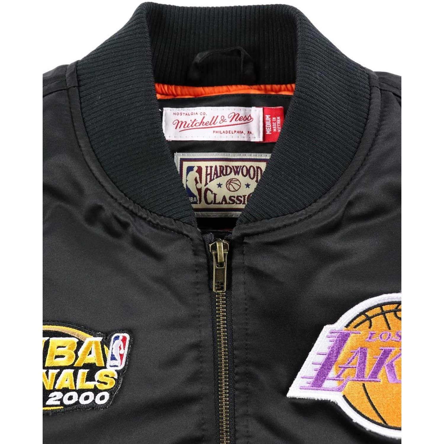 Mitchell & Ness M&N satynowa kurtka bomberka - FLIGHT Los Angeles Lakers czarna