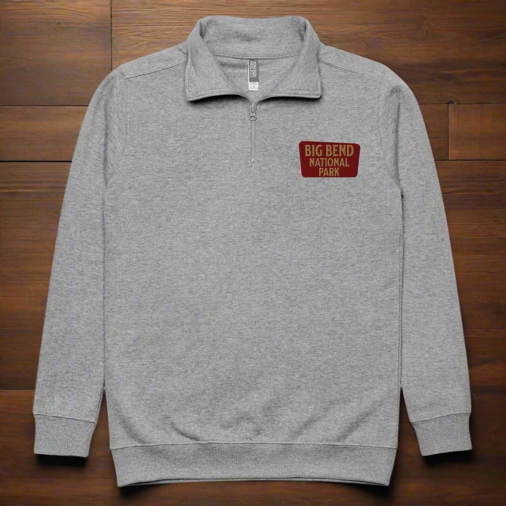 Big Bend National Park 1/4 Zip Fleece Pullover | Outdoor Nature Hiking Graphic Tee - Carbon Grey 3XL