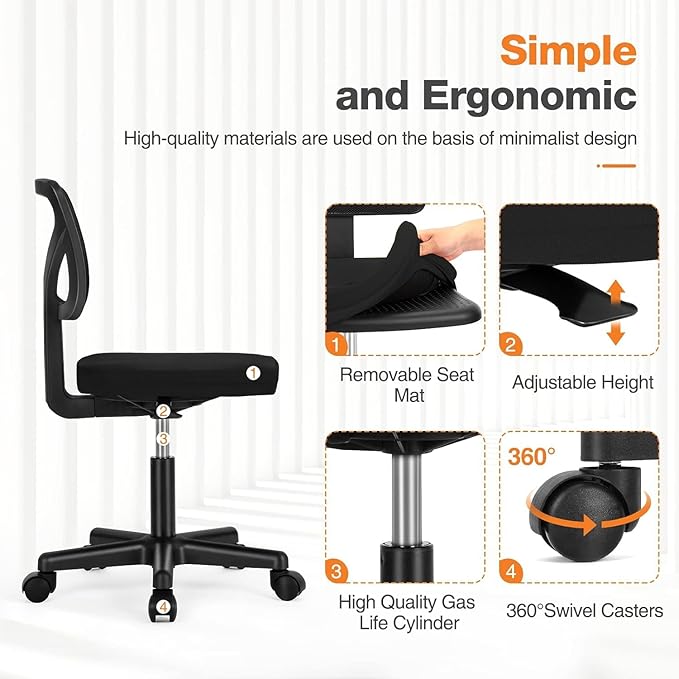 Silla de Oficina Ergonómica Giratoria con Ruedas y Soporte L miniatura 5