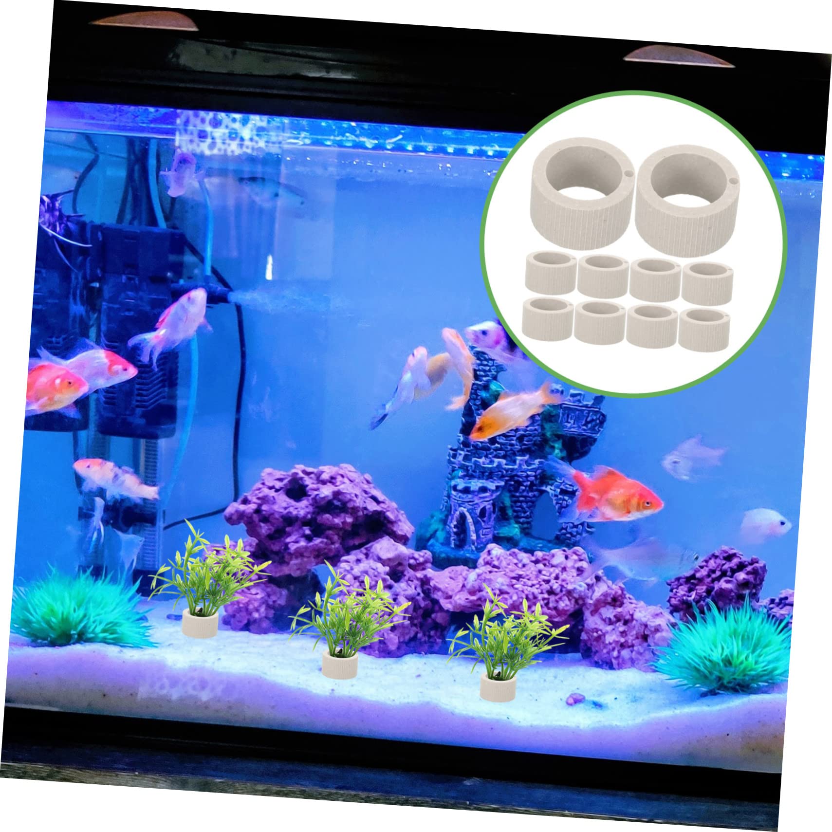BESPORTBLE 4 Juegos Taza De Plantación Acuática Ancla Artificial Tanque De Peces De Acuario Portátil Bomba De Aire USB Pecera Titulares Bomba De Agua Calentador Cerámica 10 Uds * 4