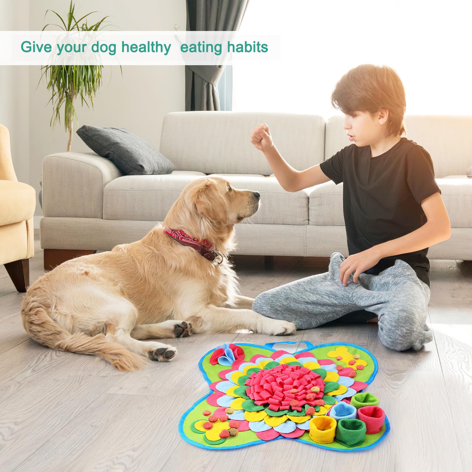 ORIA Snuffle Mat for Dogs, Encourages Natural Foraging Skills, Interactive Dog Sniff Mat for Boredom, Keeps Busy, 20x20''