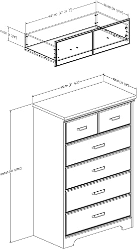 Miniatura 8 de Cajonera de 5 cajones South Shore Versa Collection, Madera, Weathered Oak