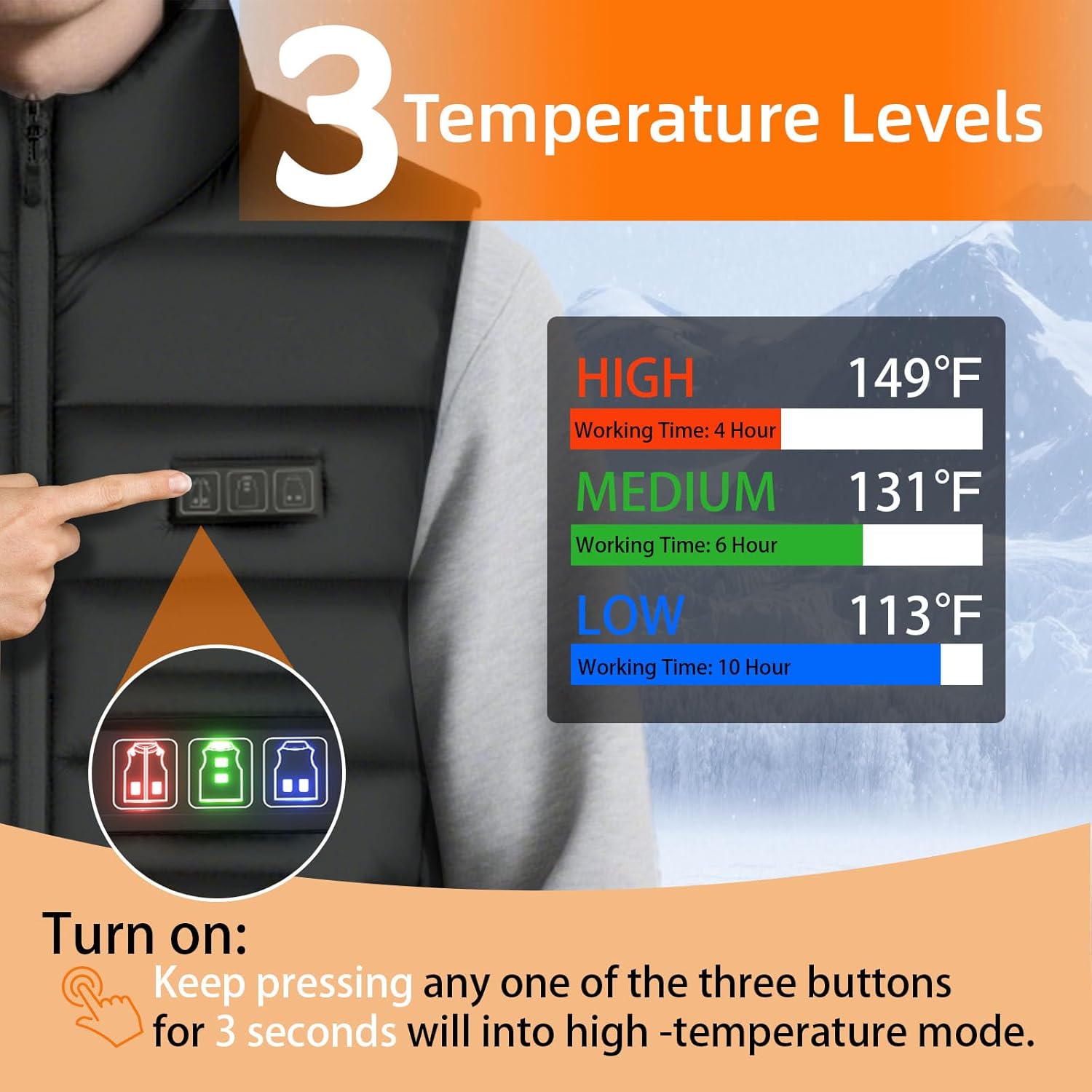 Heated Vest for Men Women with 16000mAh 7.4V Battery Pack Adjustable Heating Jacket 9 Heating Zones Windproof