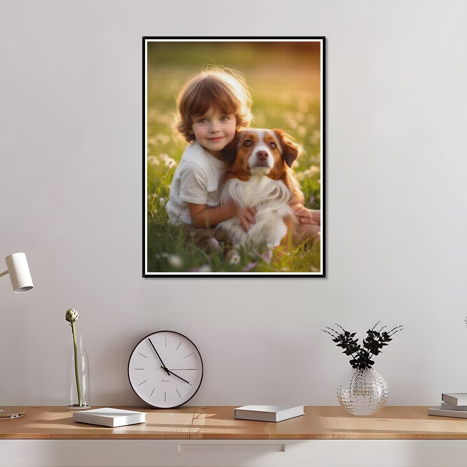 Diamond Painting Personalizzato, 5D DIY Diamond Painting Kit Completo Personalizzato, Kit per Pittura Diamante Personalizzati Con Foto, Mosaico Personalizzata Regalo per Arte Domestica 60x80cm L-34