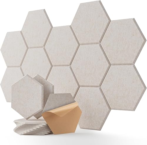 Miniatura 21 de Paneles acústicos Soundsbay, paquete de 18 paneles insonorizados hexagonales de alta densidad, panel absorbente de sonido, paneles de espuma a
