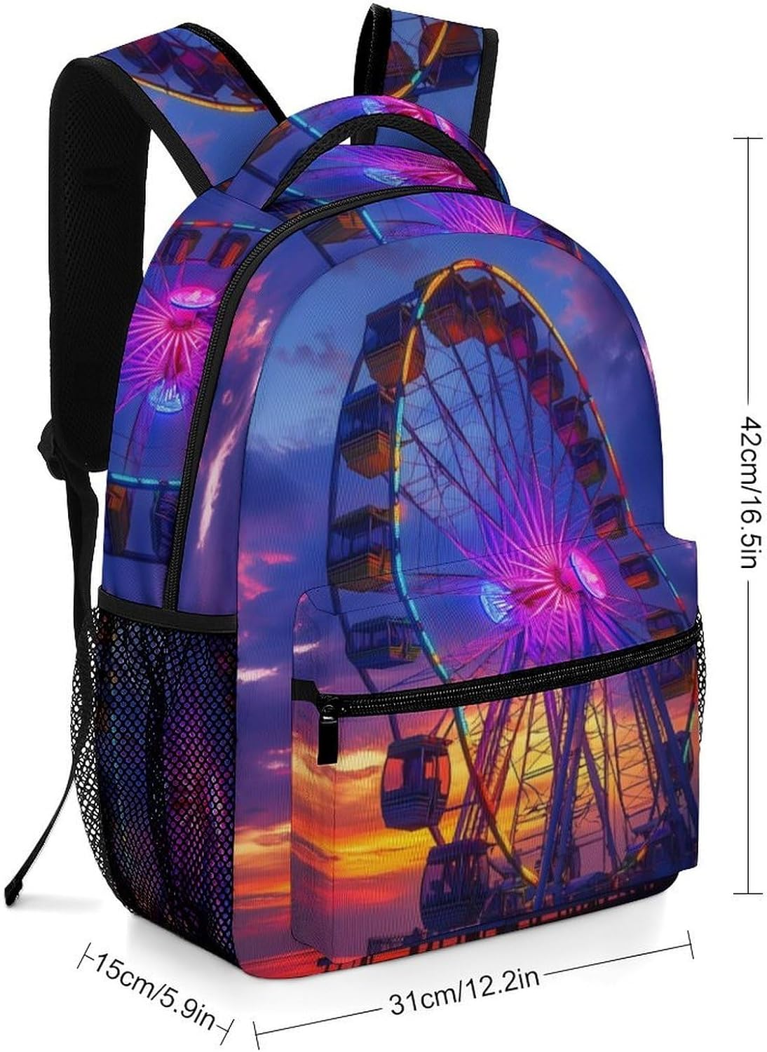 Myrtle Beach South Carolina Ferris Wheel Laptop Backpack Lightweight Travel Daypack Shoulder Bag for Men Women