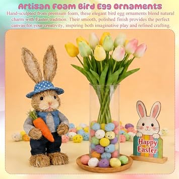 100PCS Mini Easter Eggs Decor,Artificial Pastel Easter Eggs