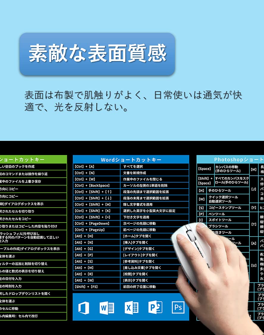Amazon | 大型マウスパッド ショートカットキー付き大型マウス