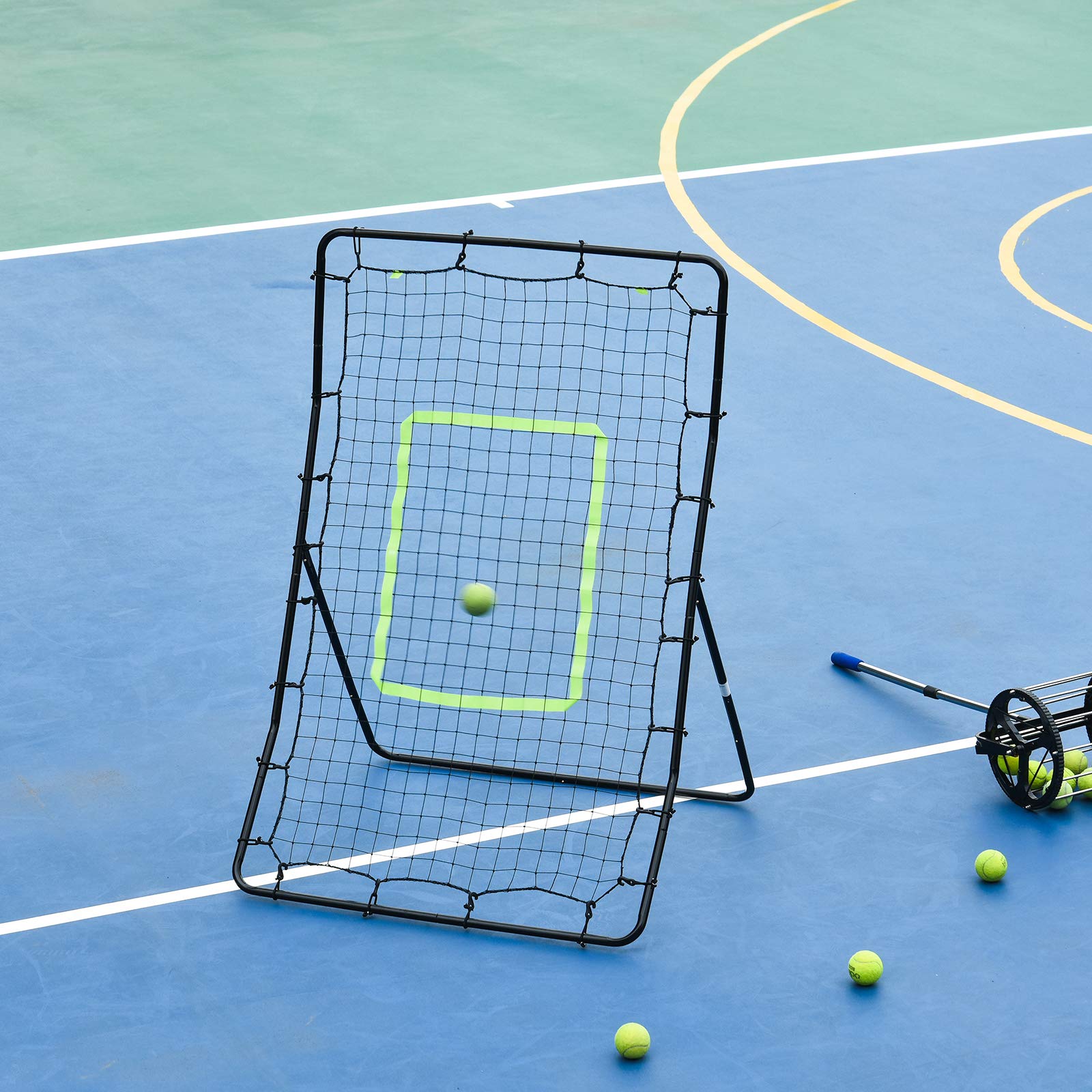 HOMCOM Football Goal, Rebounder, Rebounder, for Football Training, Adjustable Angle, Metal Frame, 96 x 80 x 96 cm, Black