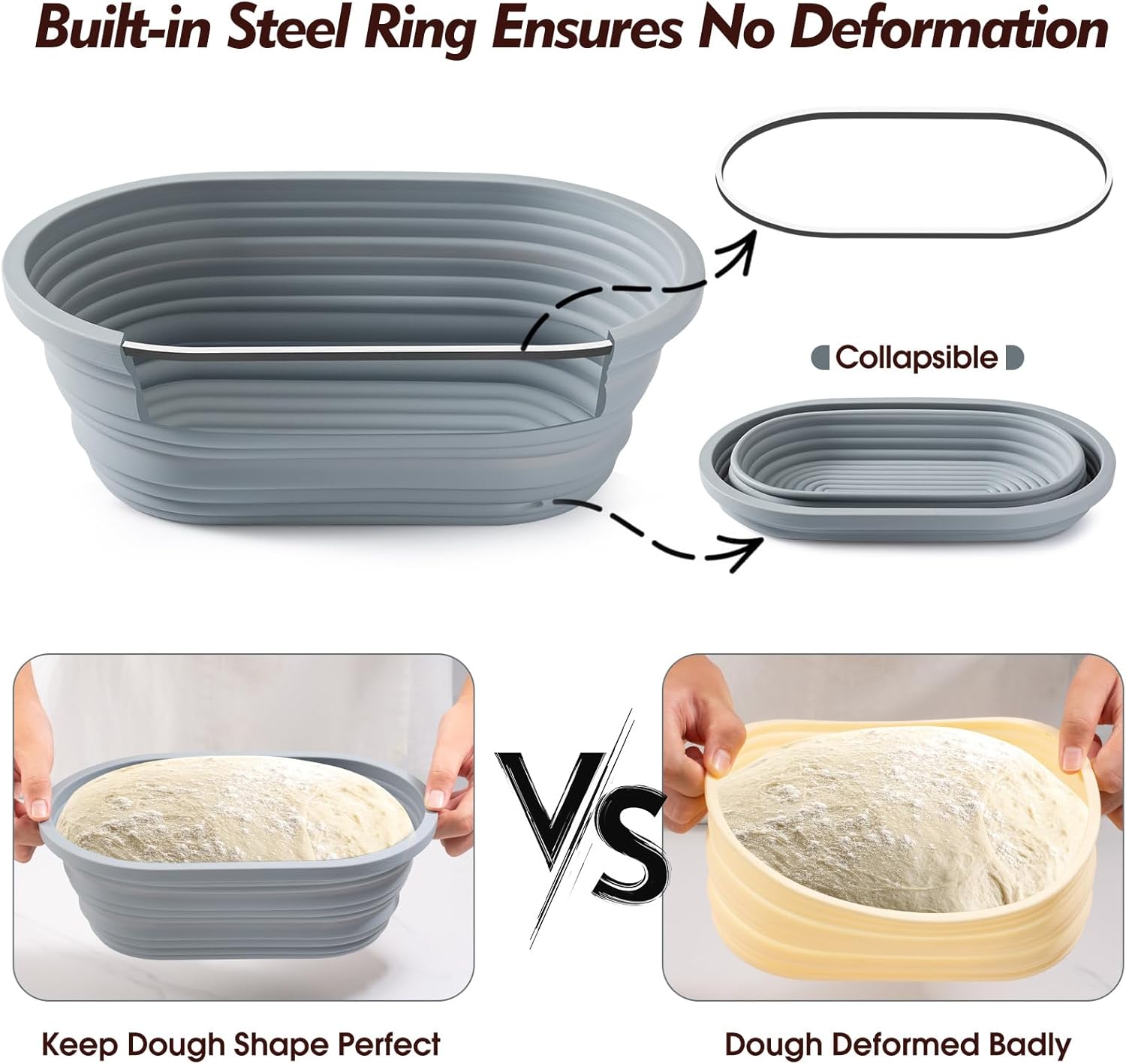 Sourdough Starter Kit, Sourdough Bread Baking Supplies, 40oz Sourdough Starter Jar, Silicone Banneton Bread Proofing Basket Set with 9" Round & 10" Oval,Artisan Bread Baking Tools,Silicone Bread Sling - Image 4