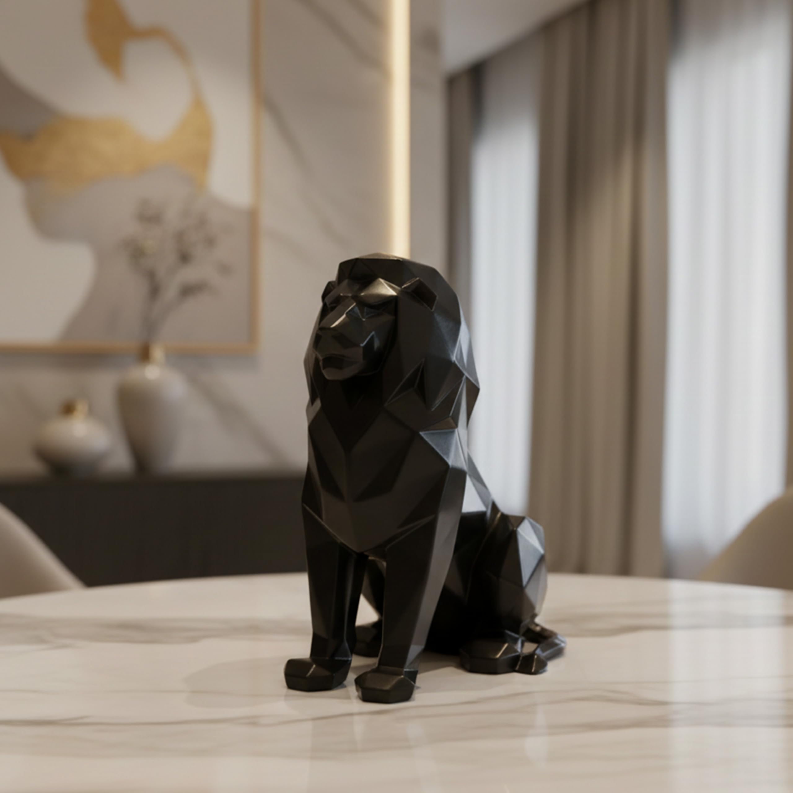 Amazon.com: Artarium Sitting Black Lion Figurine (7.67 Inch