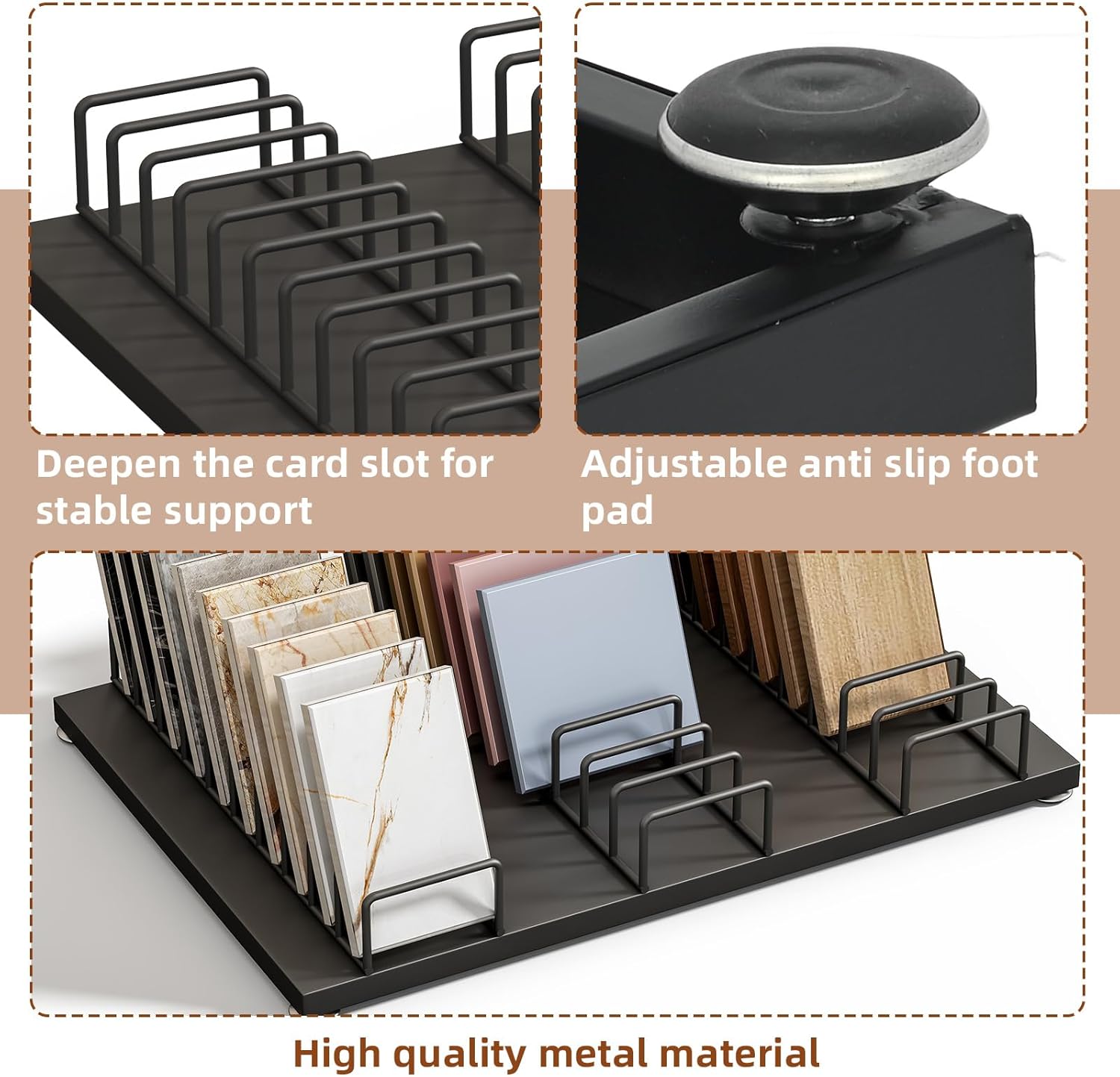 Tile Sample Display Rack, 30 Slots Small Tile Sample Display Stand for Retail, Metal Ceramic Sample Storage Organizer Holder for Retail Commercial Exhibition Display