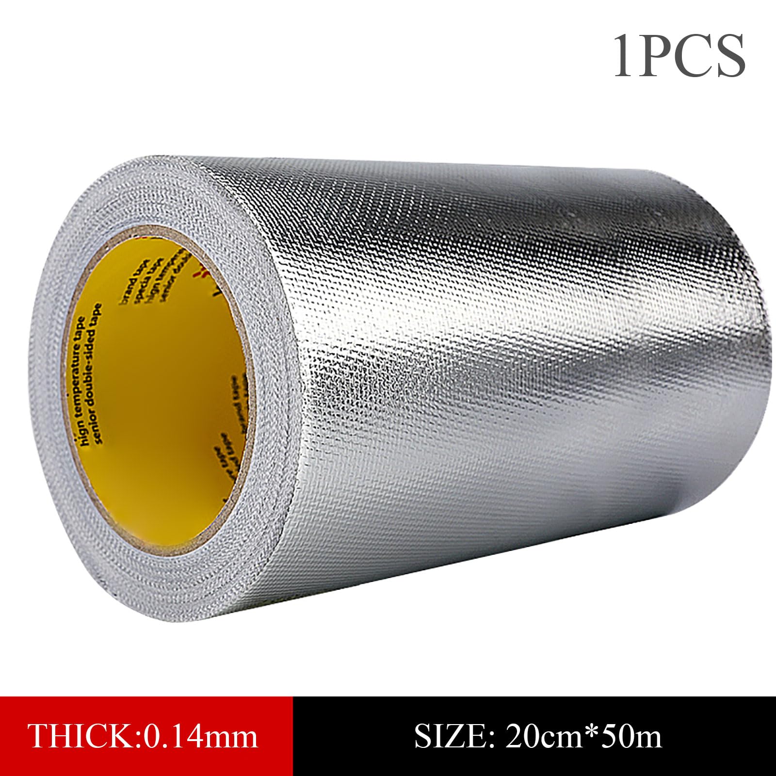 Cinta de aluminio de 0,14 mm de grosor y 50 m de largo, resistente al agua, for sellar conductos, sistemas de climatización y ventilación de secadoras.(20cm*50m)