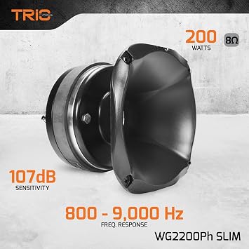 PRV AUDIO 2 Exit Midrange Compression Driver + Horn WG2200Ph SLIM 200 Watts 8 Ohm 109 dB, Shallow Profile Aluminum Horn + Ferrite Phenolic Driver